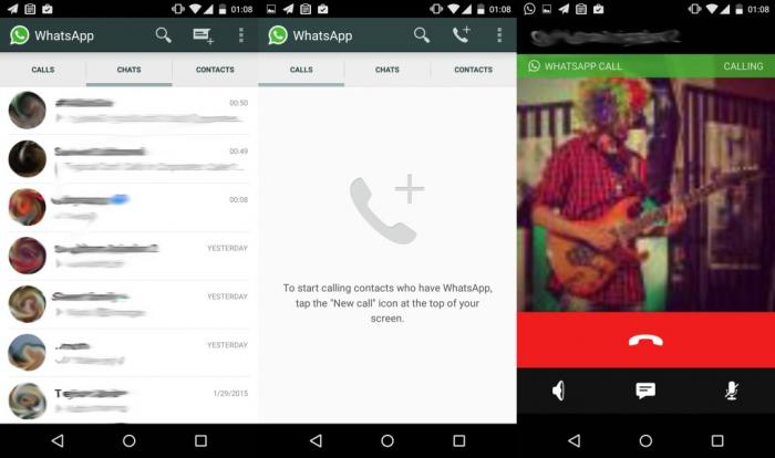 Whatsapp Voice call screens