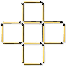 Move 3 matches to make 6 identically sized squares
